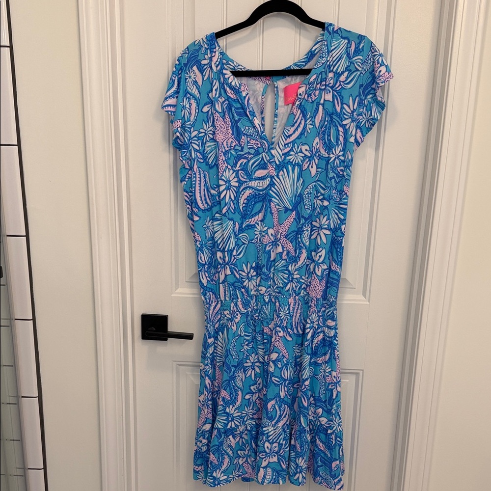 Lilly Pulitzer Blue and Pink Floral Romper Dress